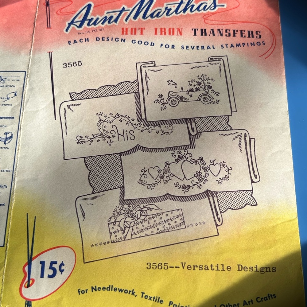 Vintage Aunt Martha’s Hot Iron Transfers. 3565- Versatile Designs